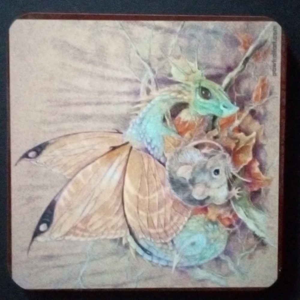 Fantasy Mini Dragon & Mouse Art Tile
